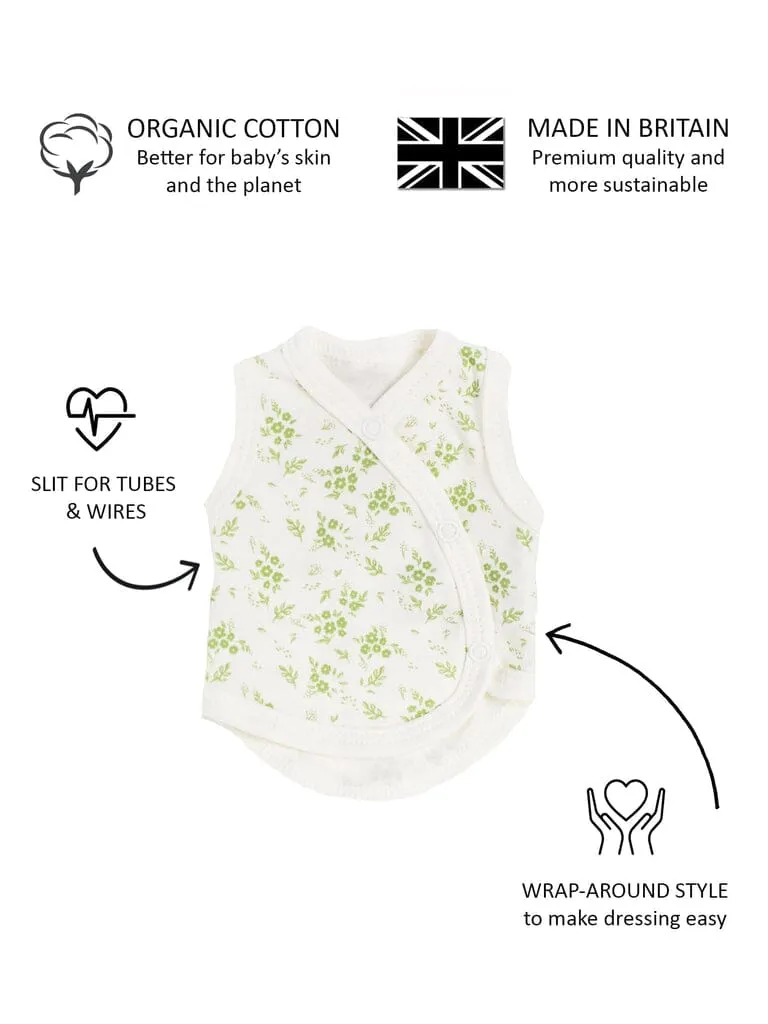 2 Pack Incubator Vest Set, Apple & Apricot Floral, Organic Cotton
