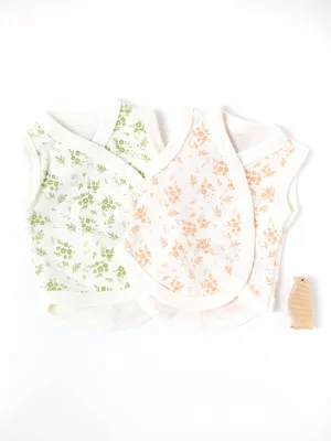 2 Pack Incubator Vest Set, Apple & Apricot Floral, Organic Cotton