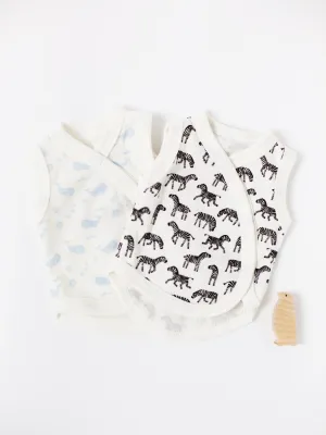 2 Pack Incubator Vest Set, Little Zebras and Ocean Blue, 100% Organic Cotton