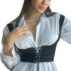 2024 Vintage Women's Corset Vest Steampunk Harness Strechy Waistcoat Wide Cincher Bandage Low Cut Tank Top