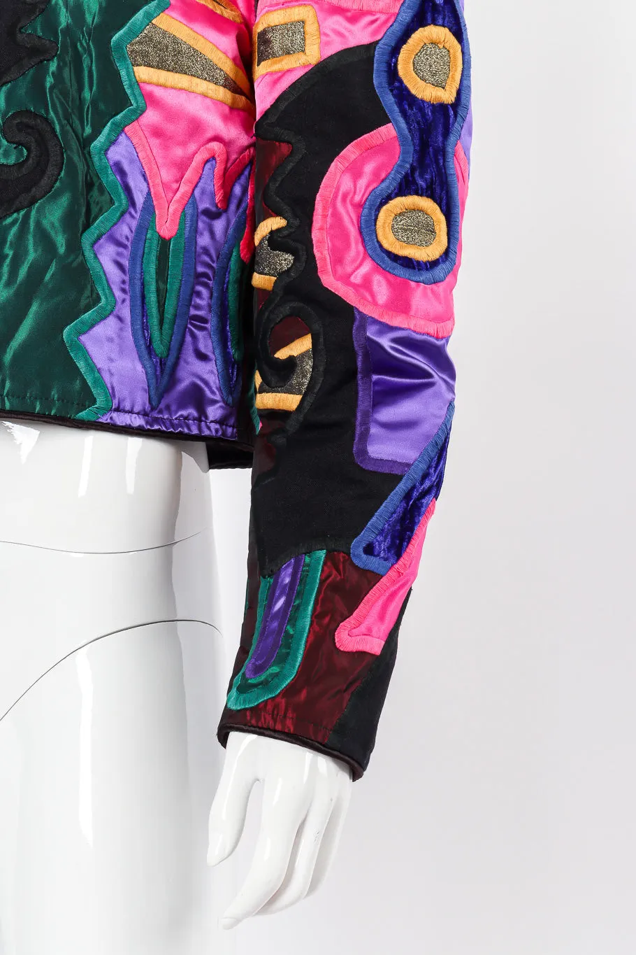 Abstract Patchwork Cropped Jacket