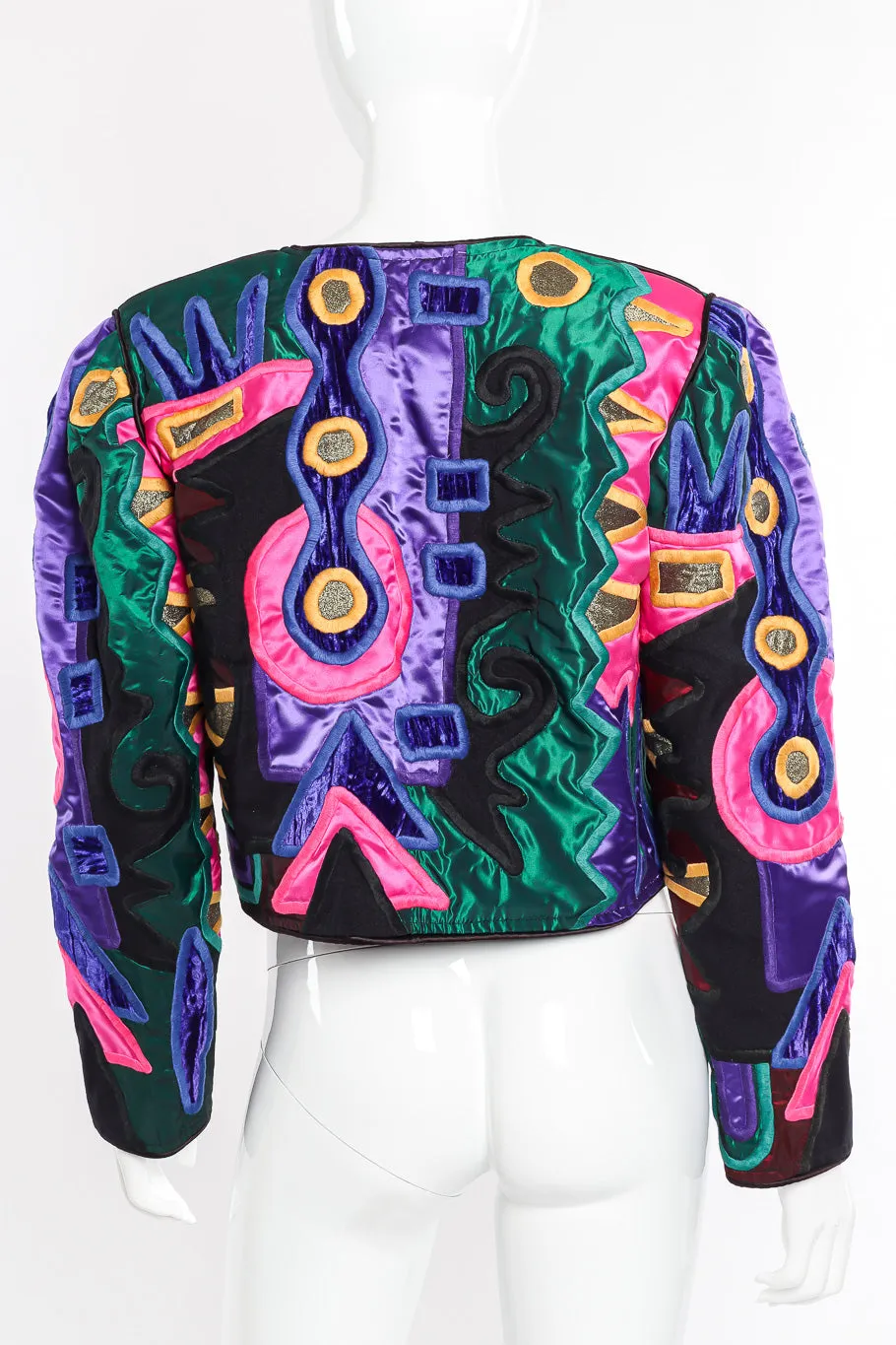 Abstract Patchwork Cropped Jacket