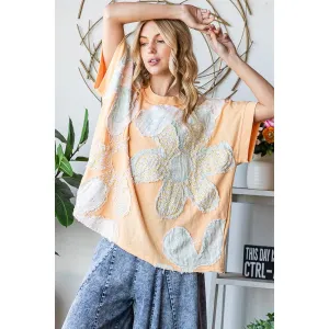 Apricot Washed Floral Patchwork Oversized Oli Hali Tee