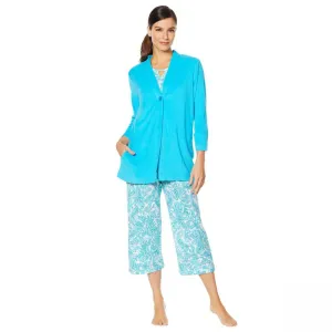 Aria Women's Plus Size 3 Piece Jacket Tank And Pant Lounge Set