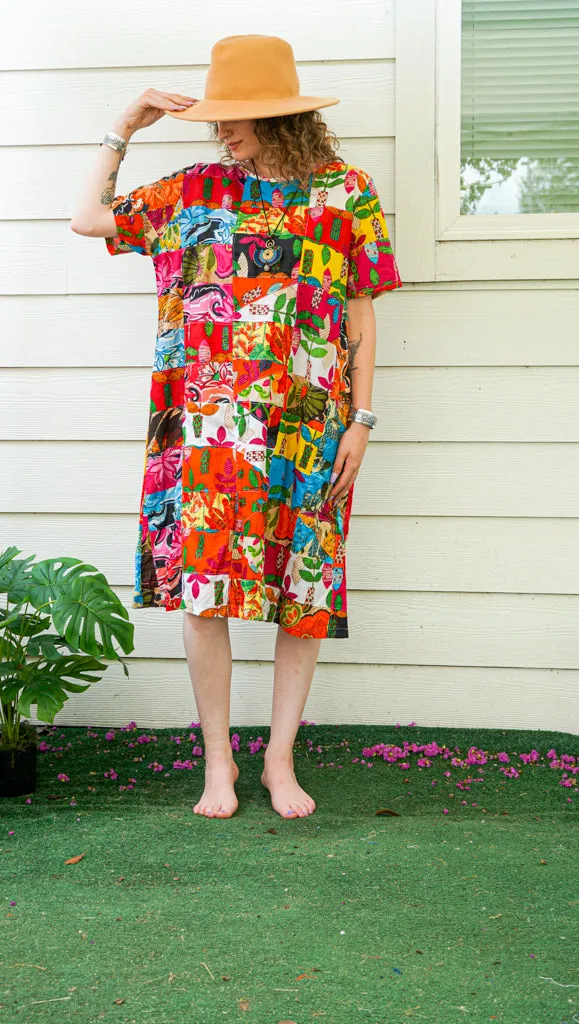 Artful Bloom Patchwork Bohemian Dress
