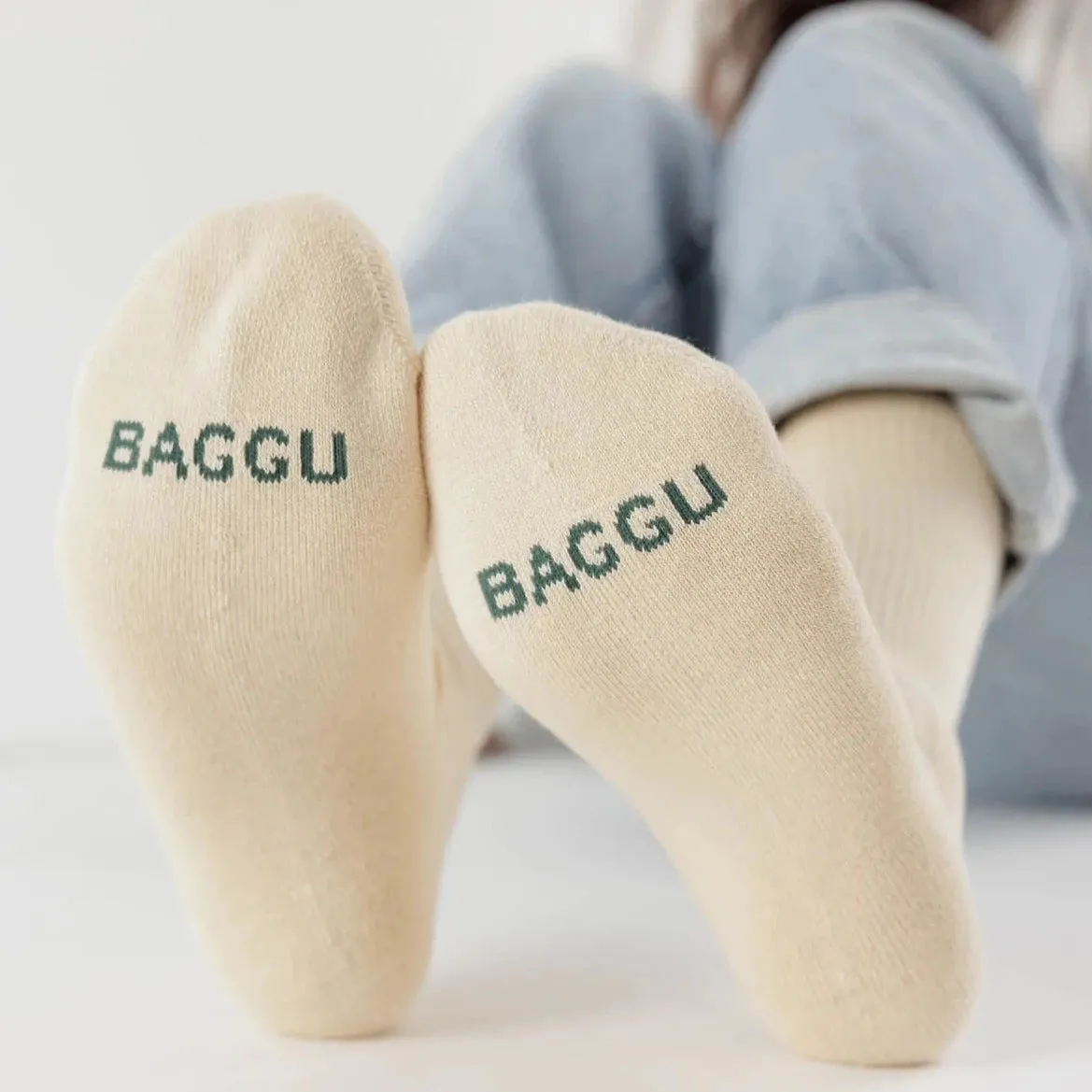 Baggu Ribbed Sock - Ecru Small