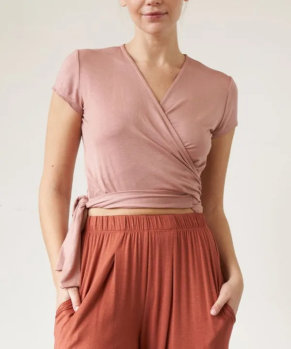 BAMBOO crop wrap top