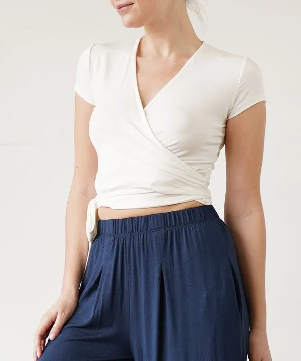 BAMBOO crop wrap top