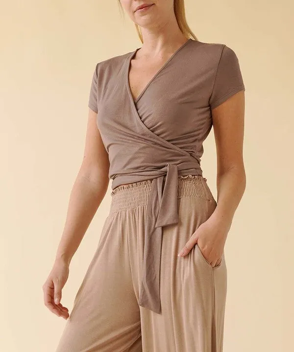 BAMBOO crop wrap top
