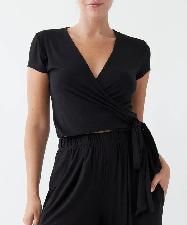 BAMBOO crop wrap top