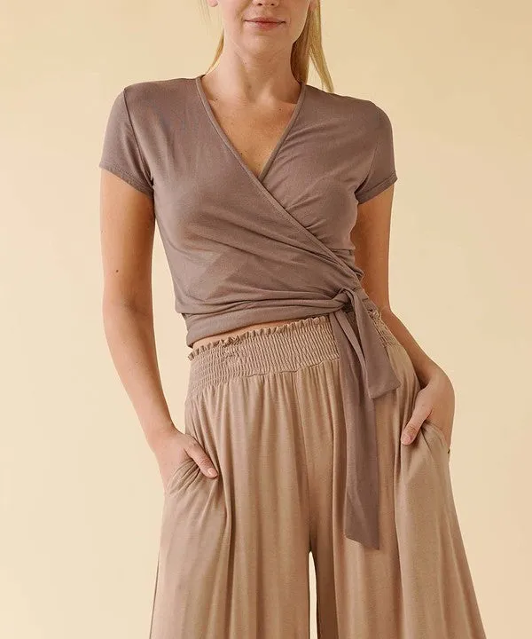 BAMBOO crop wrap top