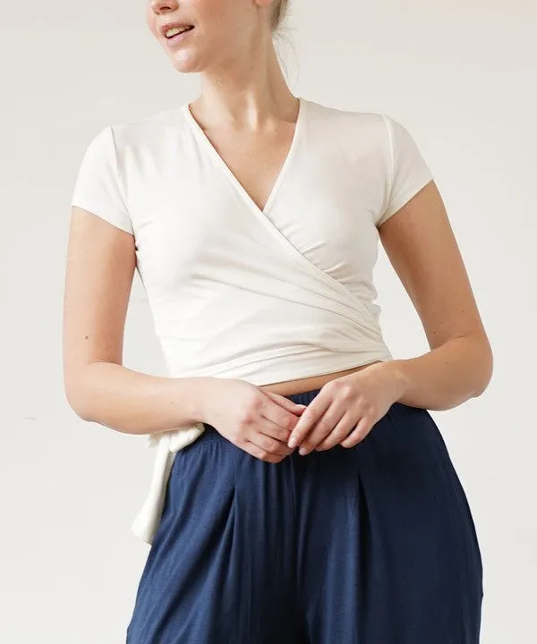 BAMBOO crop wrap top