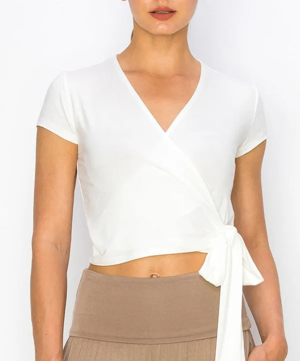 BAMBOO crop wrap top