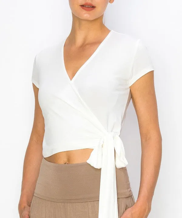 BAMBOO crop wrap top