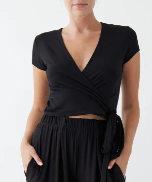 BAMBOO crop wrap top