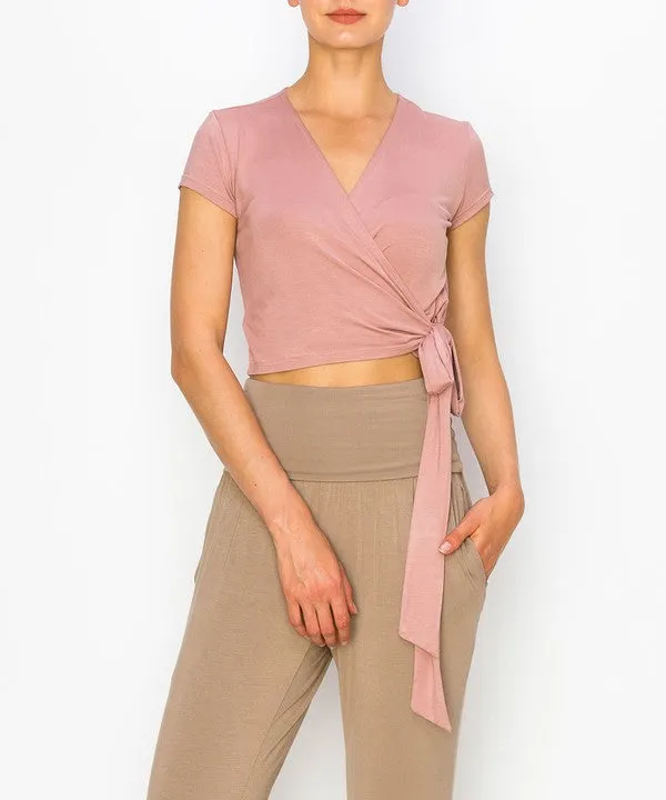 BAMBOO crop wrap top