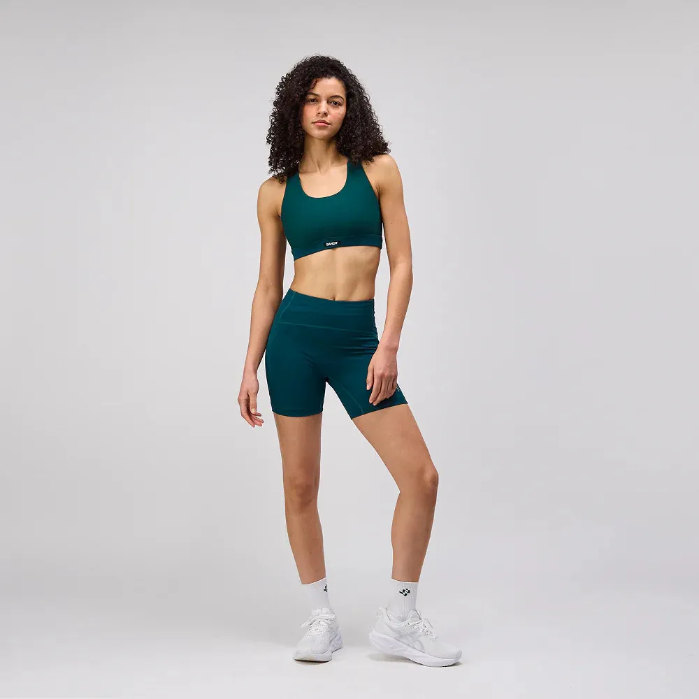 Bandit Running: Stamina High Waist 5" Women's Compression Shorts - Pine