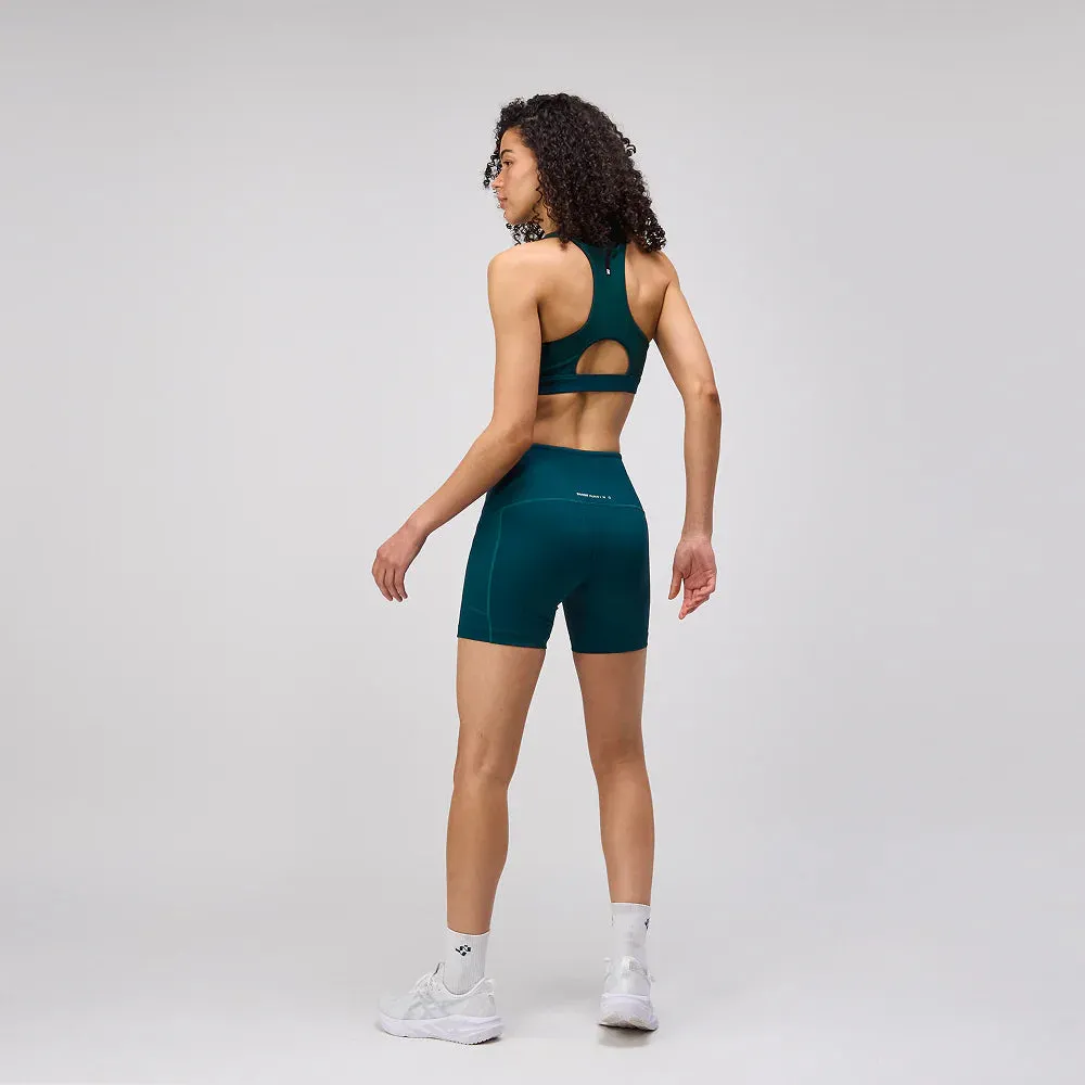 Bandit Running: Stamina High Waist 5" Women's Compression Shorts - Pine