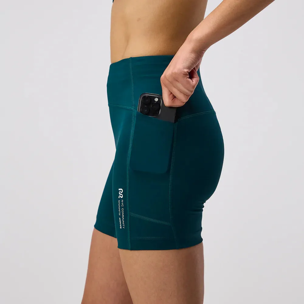 Bandit Running: Stamina High Waist 5" Women's Compression Shorts - Pine