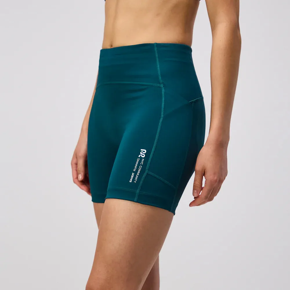 Bandit Running: Stamina High Waist 5" Women's Compression Shorts - Pine