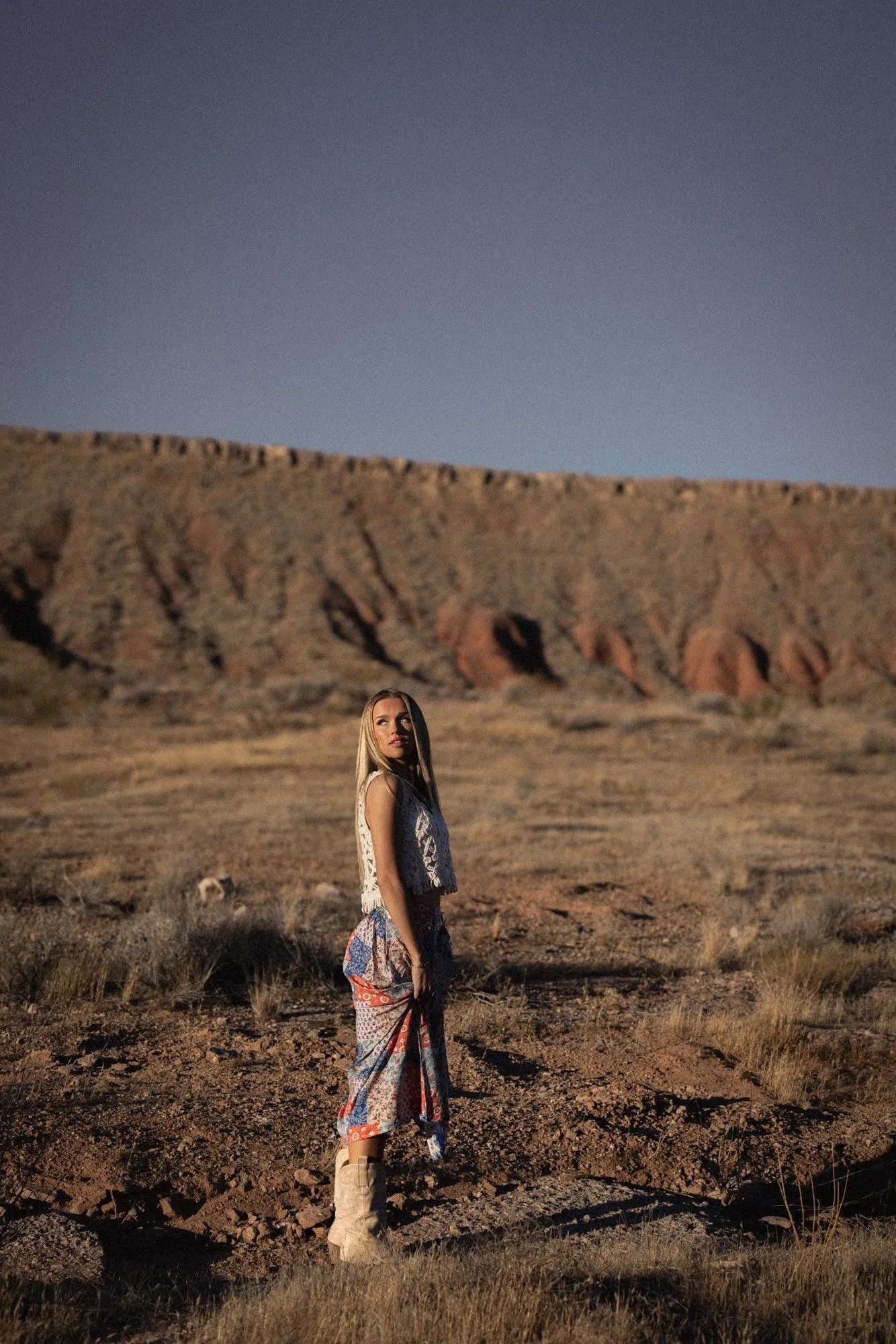 Bradyn Patchwork Print Skirt in Orange