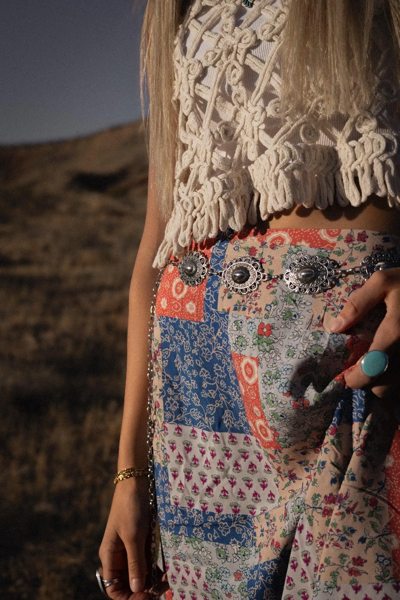 Bradyn Patchwork Print Skirt in Orange