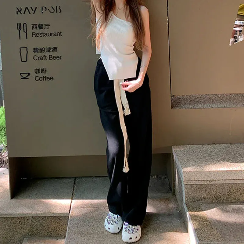 Braided Drawstring Casual Trousers for Women