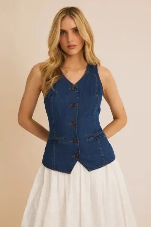 BUTTON DOWN LIGHT WEIGHT DENIM VEST