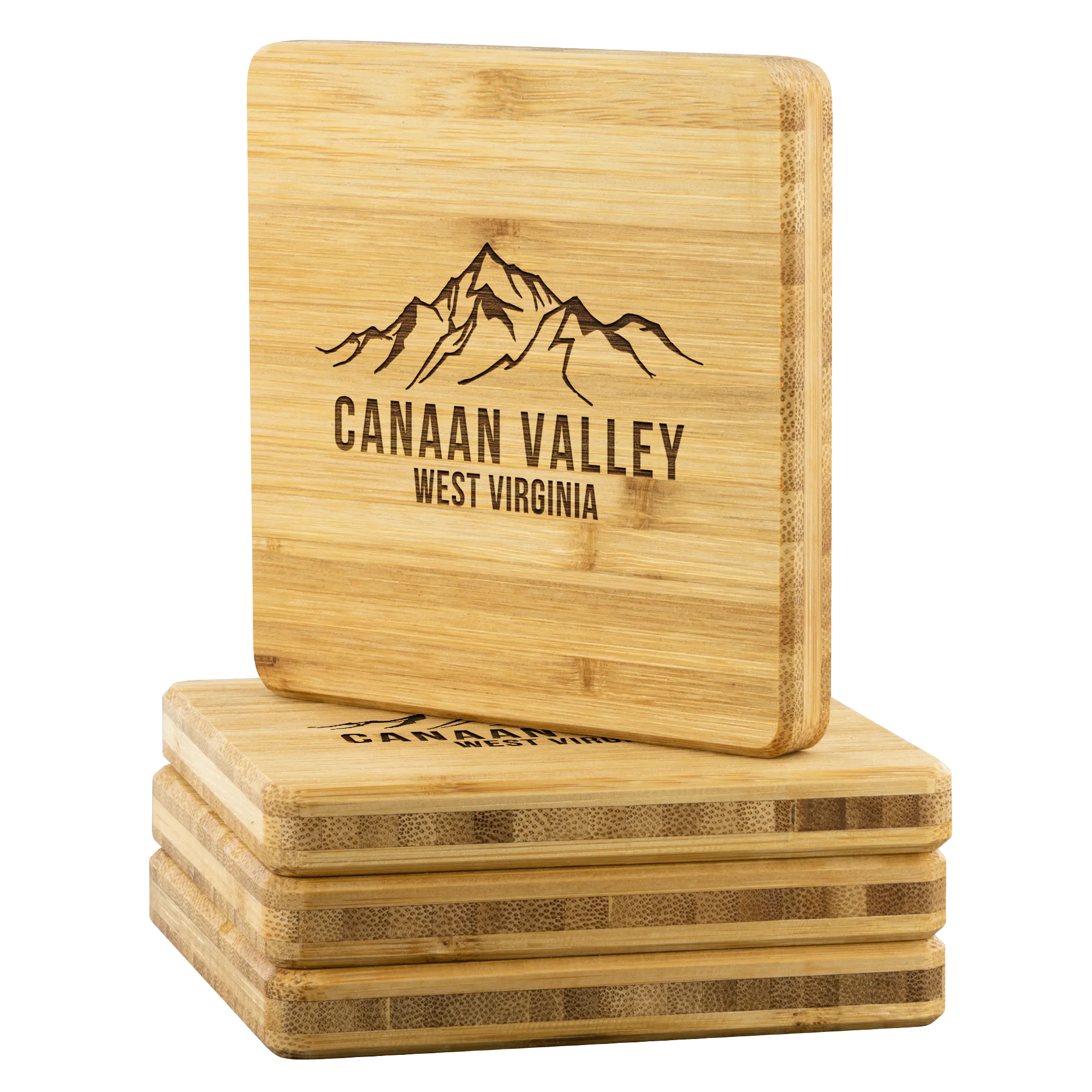 Canaan Valley West Virginia Bamboo Coaster Set