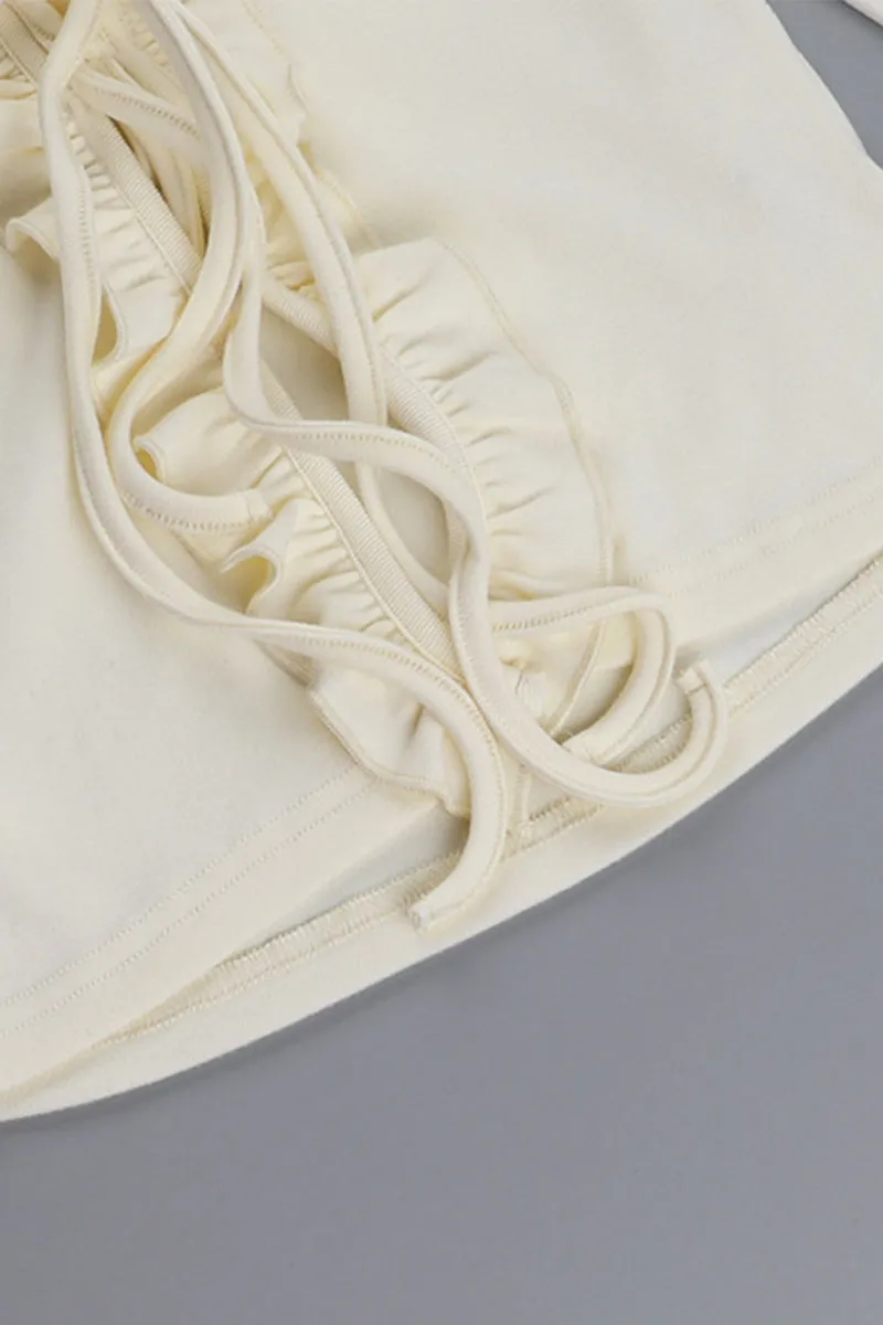 Casual Hollow Out Lace Up Stringy Selvedge V Neck Tops