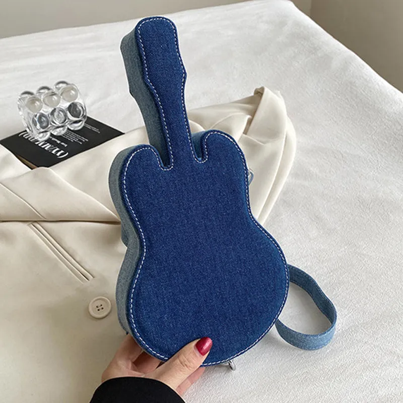 Casual Patchwork Zipper Violin Messenger Bag