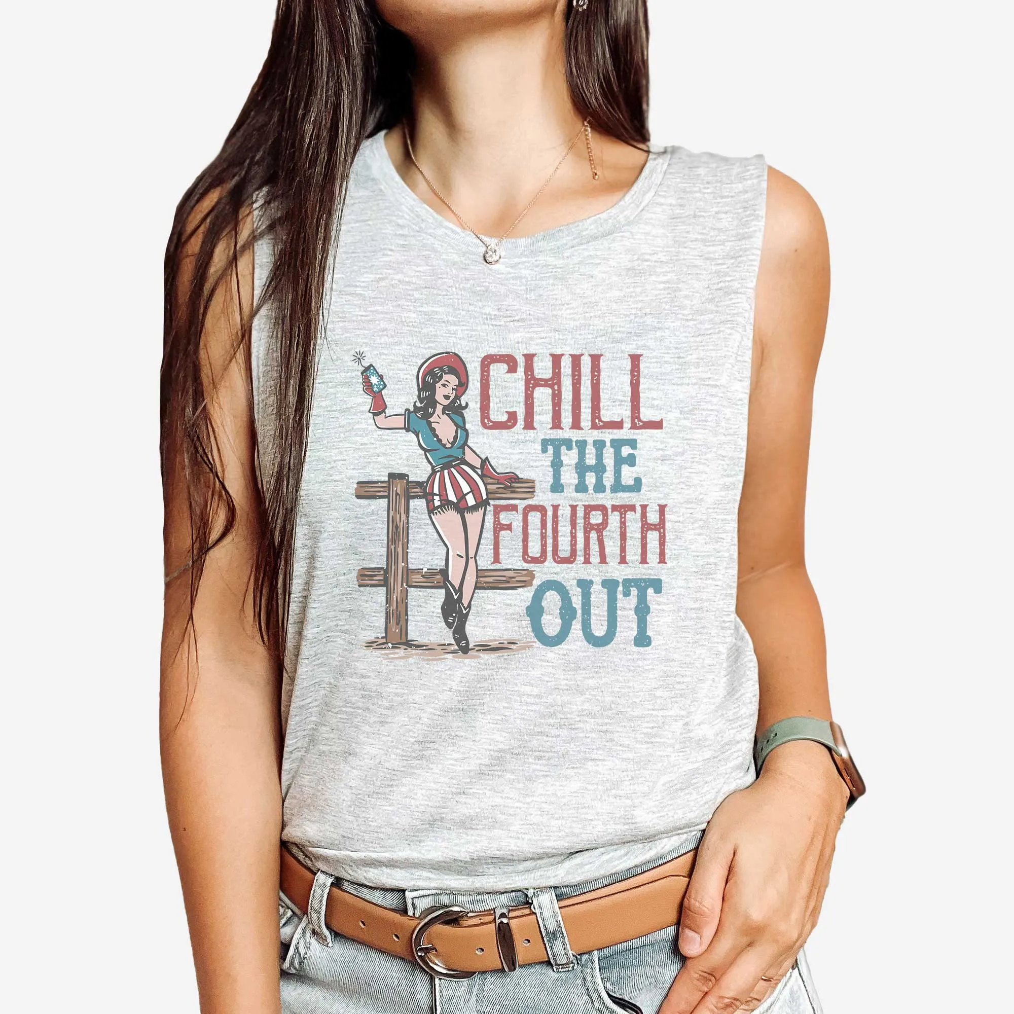Chill the 4th Out - Women's Scoop Muscle Tank