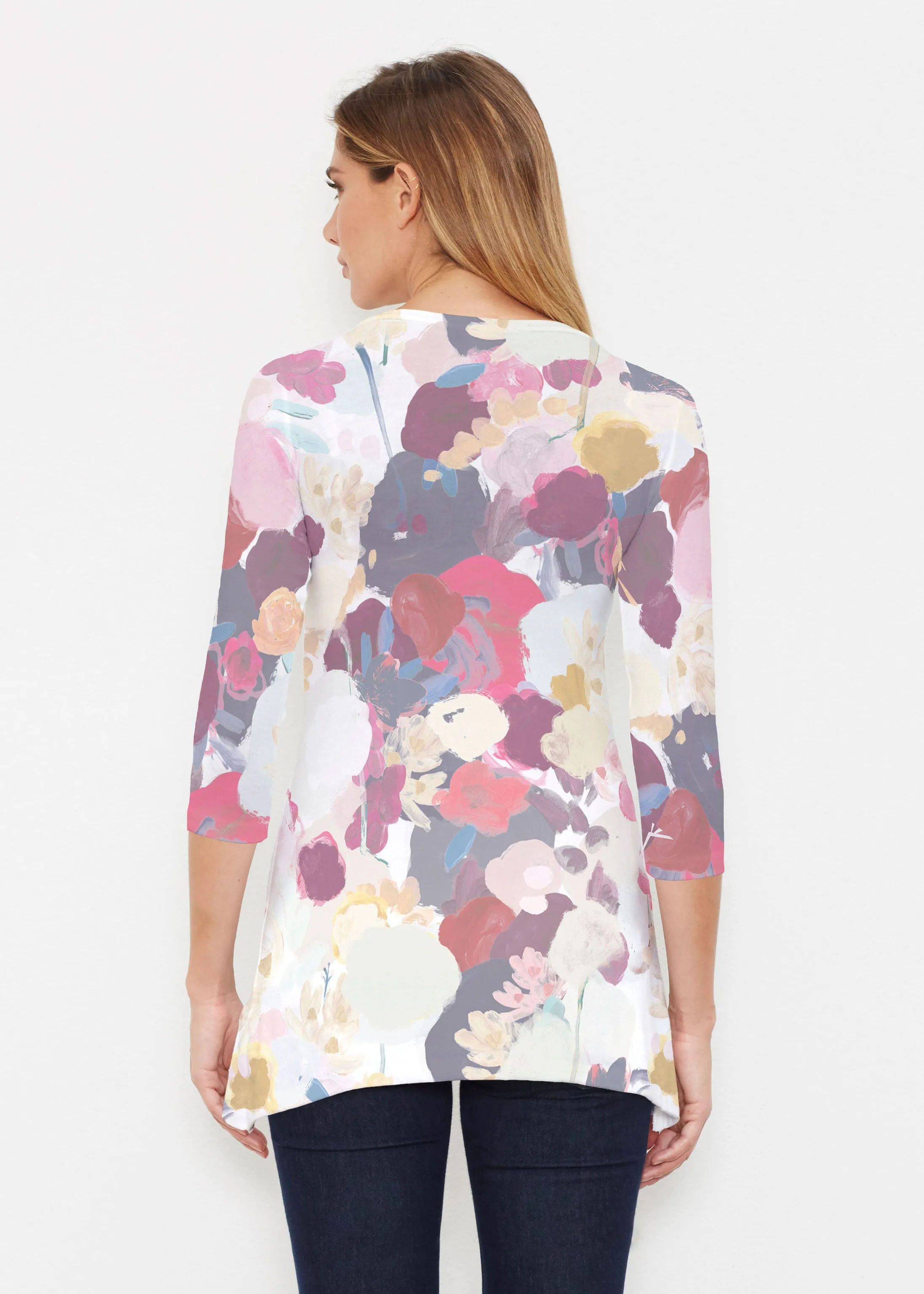 Colorful Poms (8063) ~ Buttersoft 3/4 Sleeve Tunic