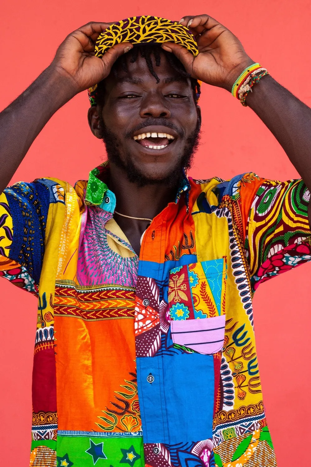 Colour Me Crazy Patchwork African Print Short Sleeve Shirt