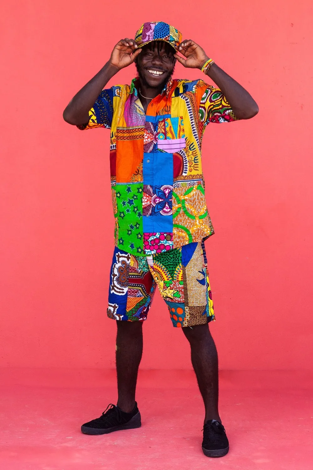 Colour Me Crazy Patchwork African Print Short Sleeve Shirt