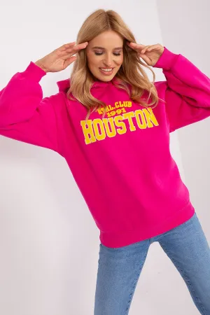 Cozy & Chic Women's Hoodie: Stylish Pullover with Bold Pattern & Front Inscription for Cool Days
