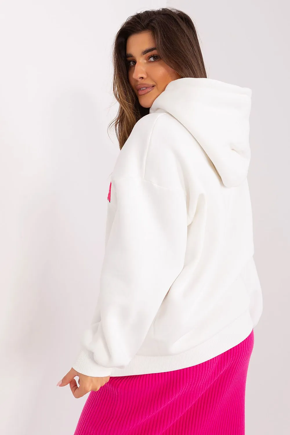 Cozy & Chic Women's Hoodie: Stylish Pullover with Bold Pattern & Front Inscription for Cool Days
