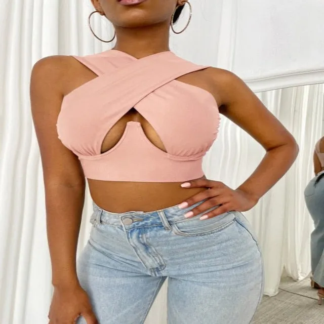 Criss Cross Bustier Tank Top
