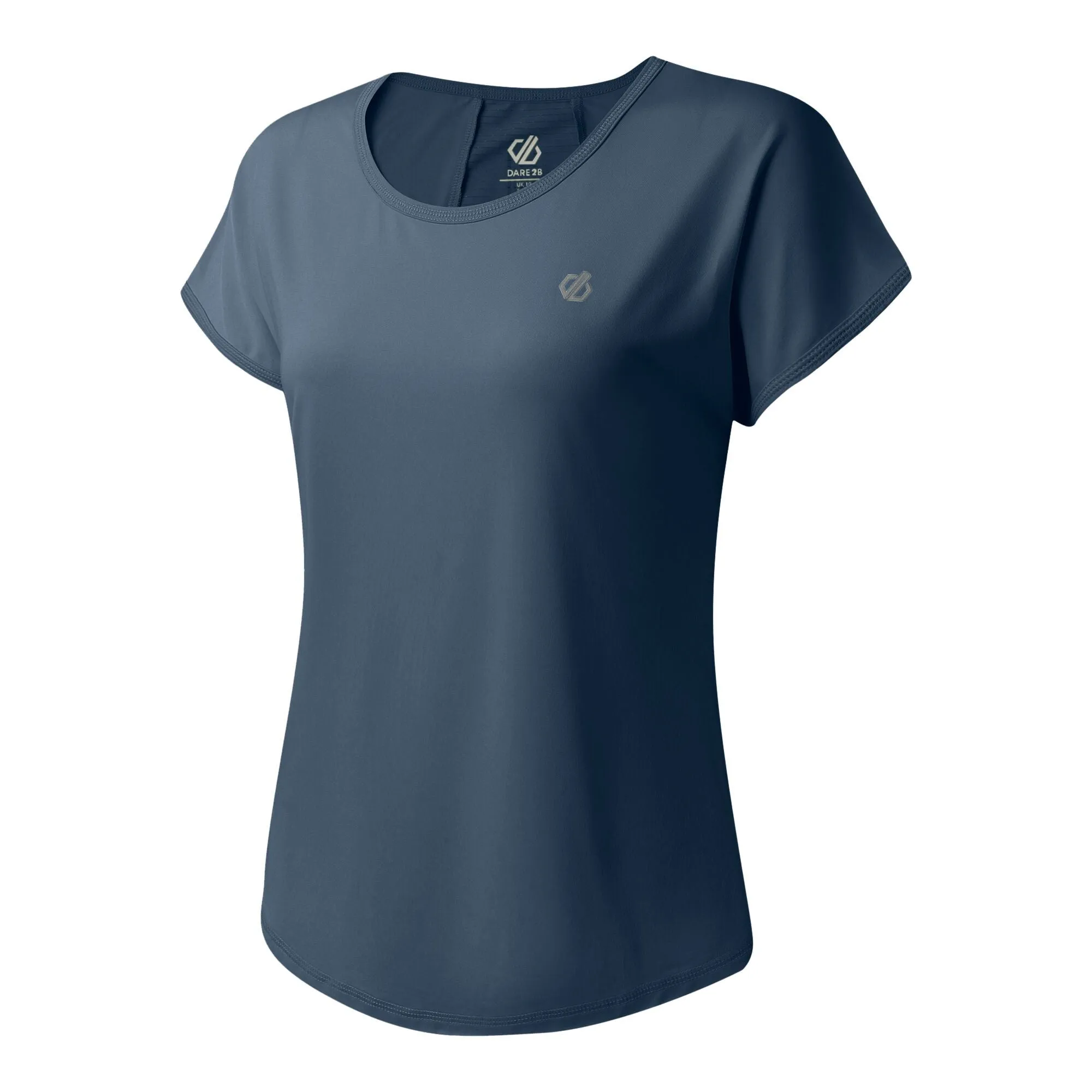 Dare2b Ladies Chase Moisture Wicking Lightweight Antibacterial ExerciseT-Shirt-DENIM BLUE