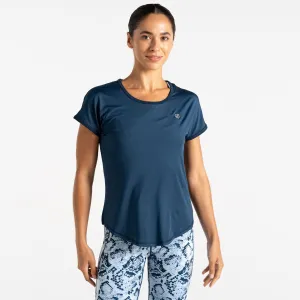 Dare2b Ladies Chase Moisture Wicking Lightweight Antibacterial ExerciseT-Shirt-DENIM BLUE