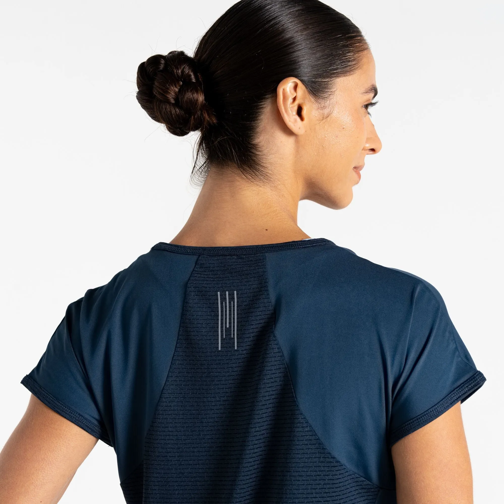 Dare2b Ladies Chase Moisture Wicking Lightweight Antibacterial ExerciseT-Shirt-DENIM BLUE
