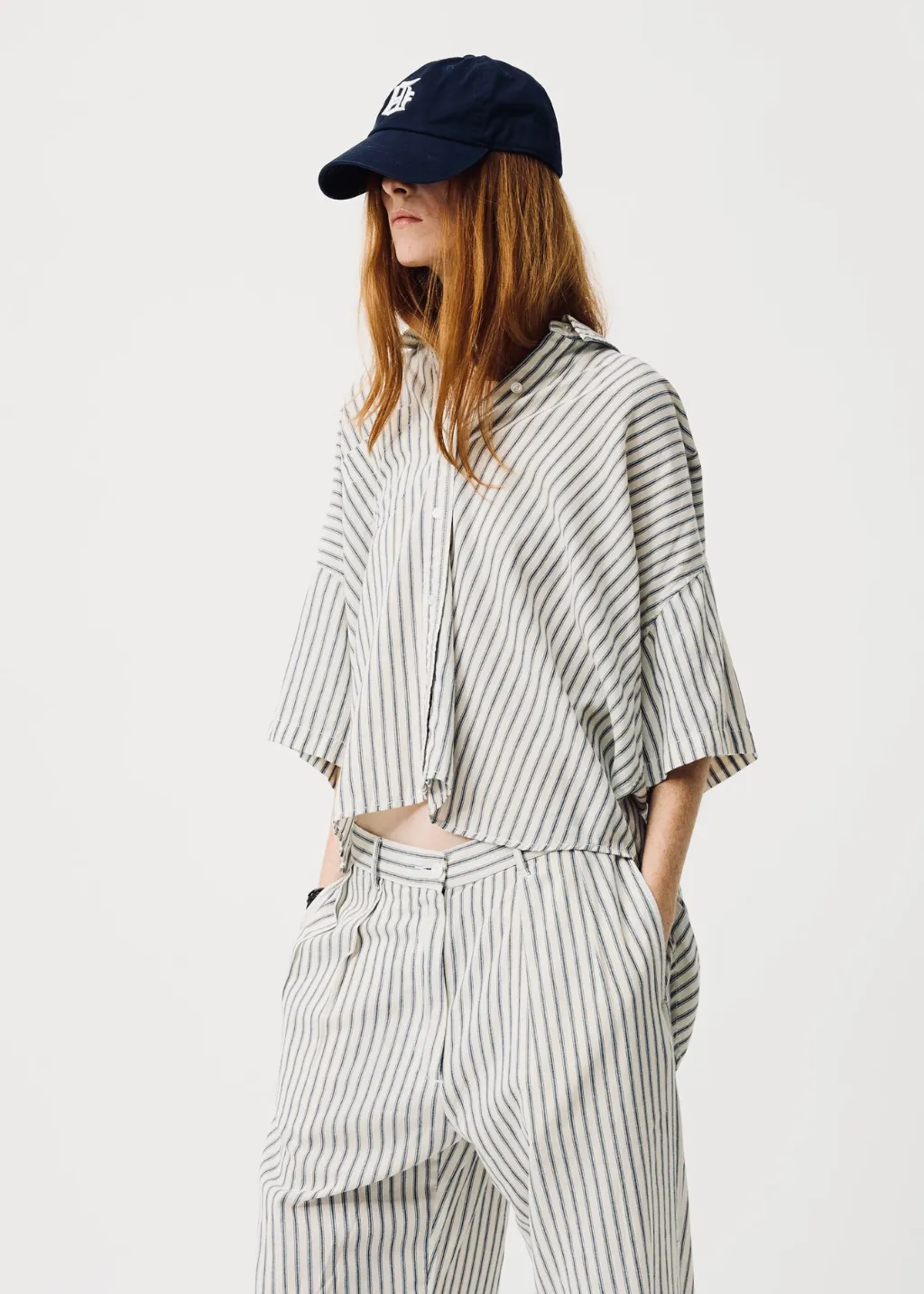 Denimist Short Sleeve Button Down in Blue Ticking Stripe