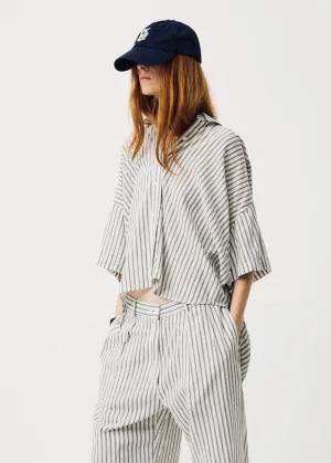 Denimist Short Sleeve Button Down in Blue Ticking Stripe