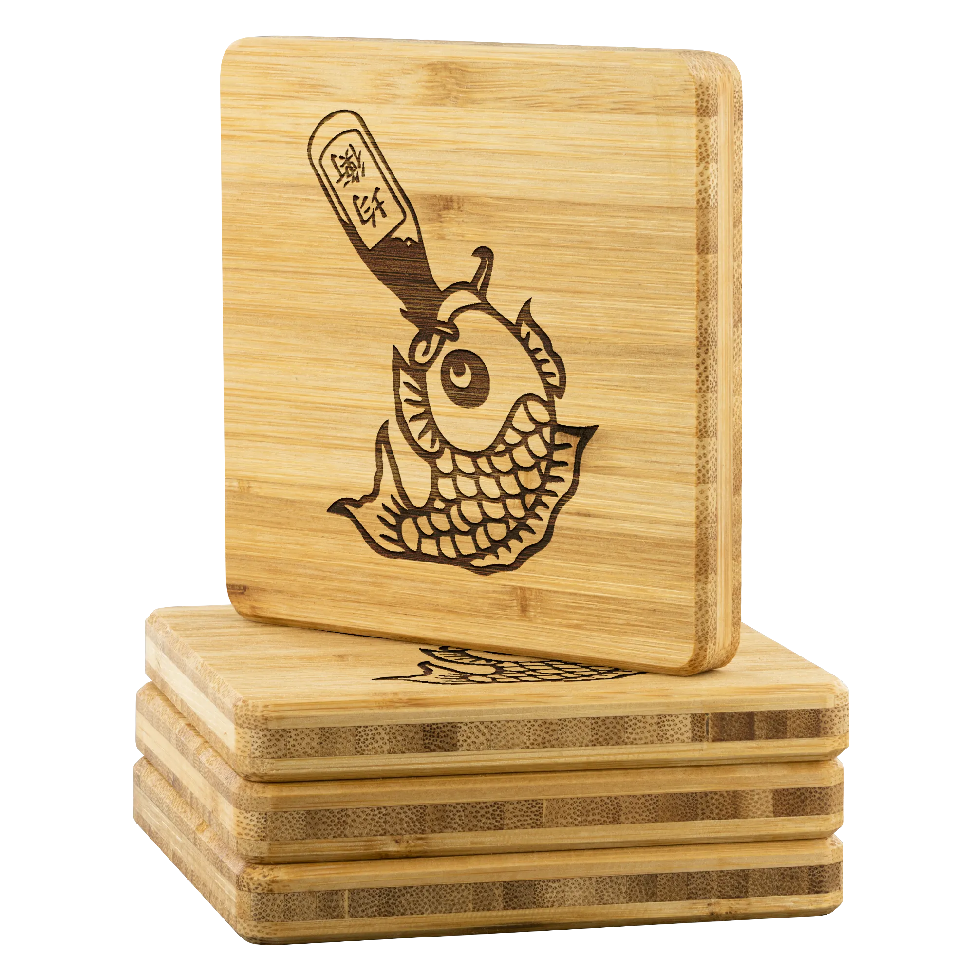 Drunk Like Fish - Bamboo Coaster Set
