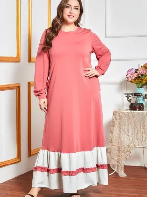 Embroidered Contrast Color Patchwork Dress