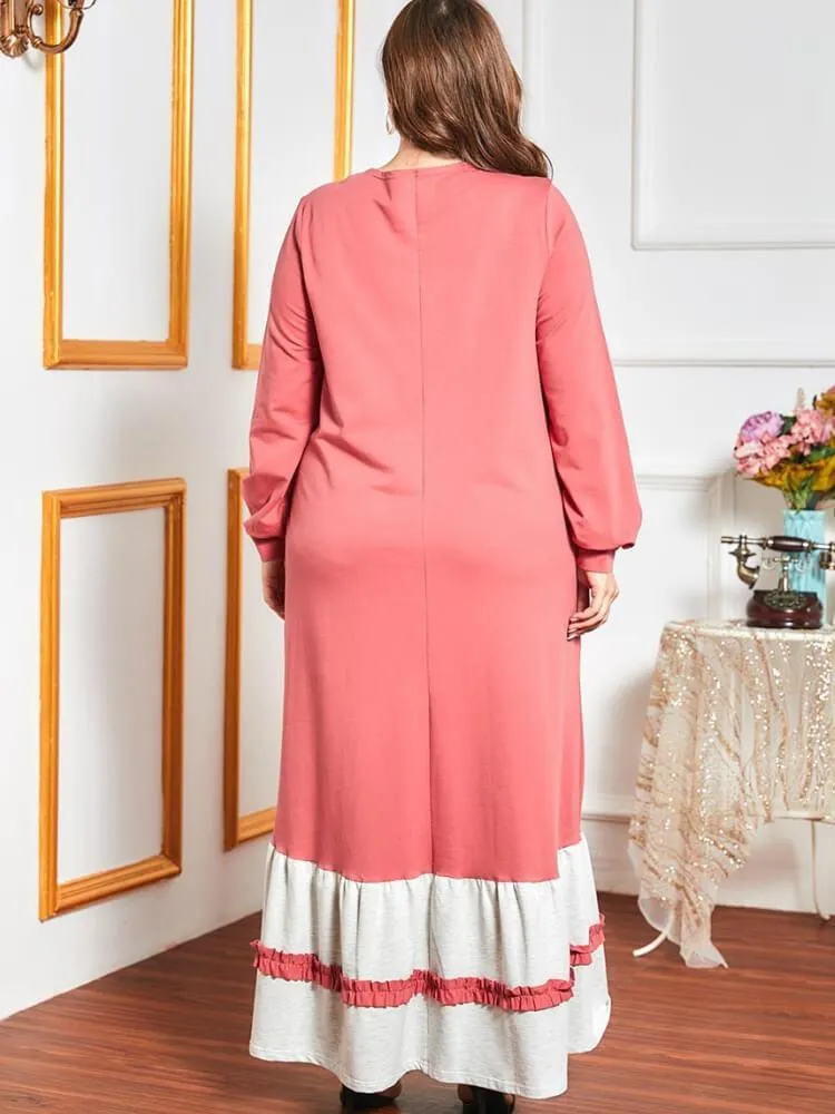 Embroidered Contrast Color Patchwork Dress