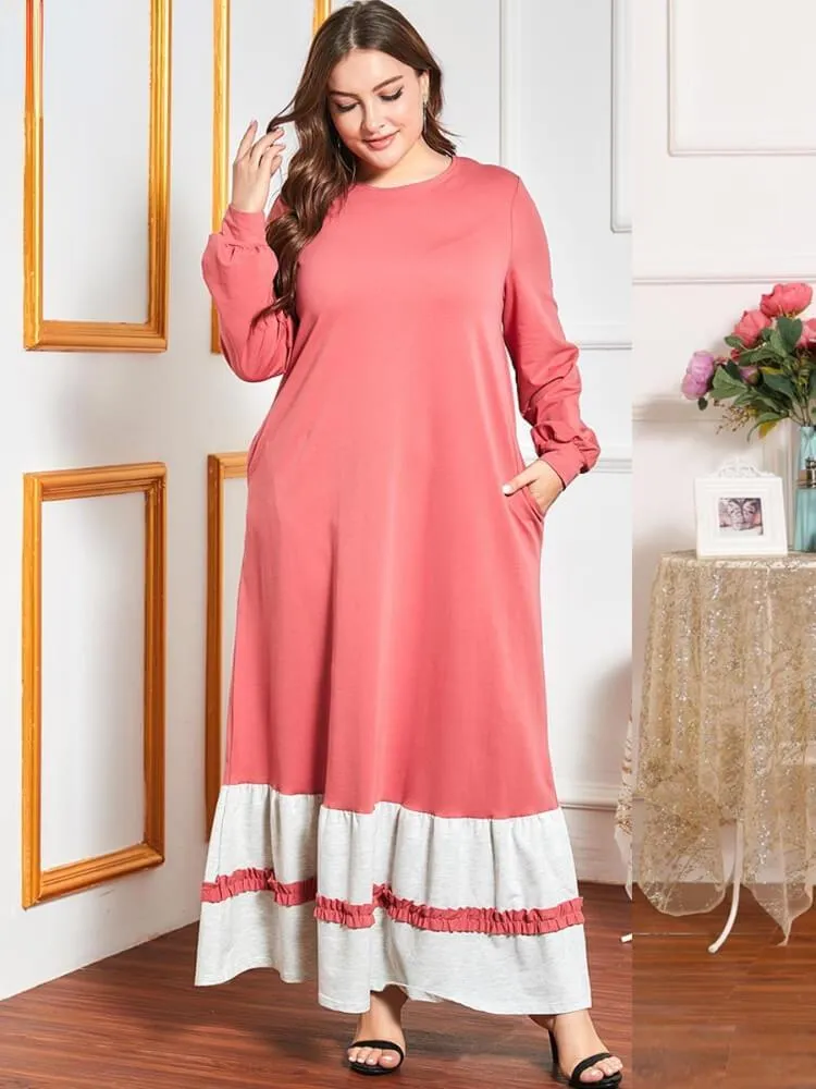 Embroidered Contrast Color Patchwork Dress