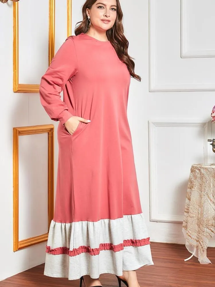 Embroidered Contrast Color Patchwork Dress