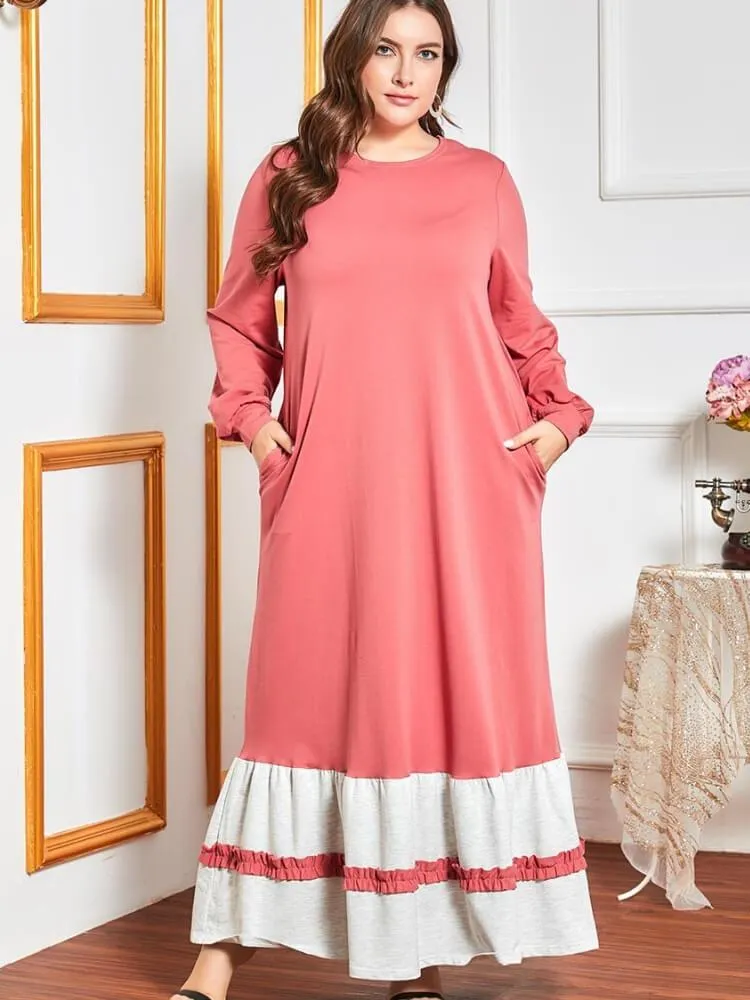Embroidered Contrast Color Patchwork Dress