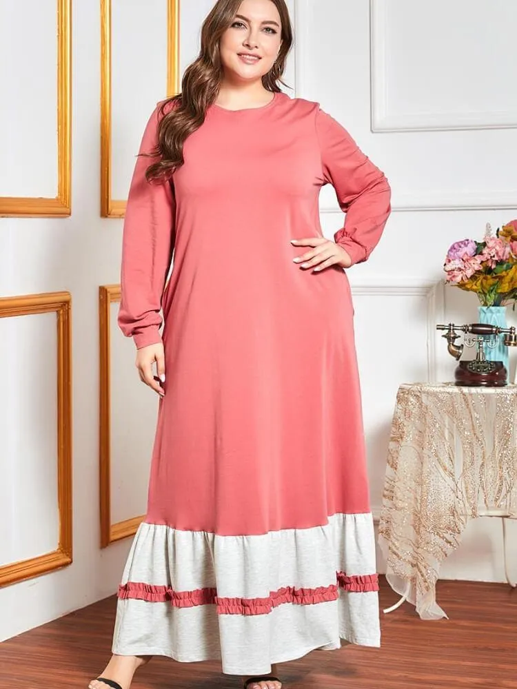Embroidered Contrast Color Patchwork Dress